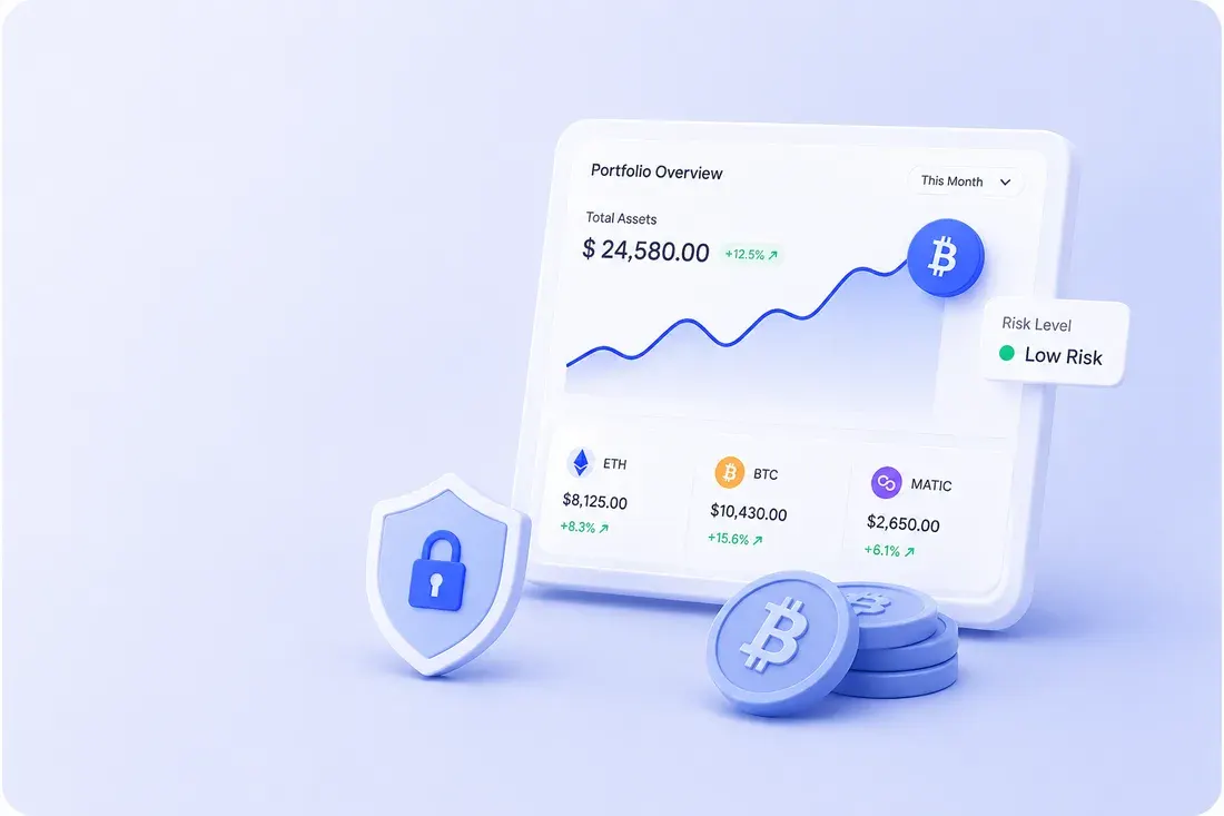 Crypto verification chart with a low-risk status